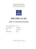 TIỂU LUẬN môn tư TƯỞNG hồ CHÍ MINH kế thừa và phát huy tư tưởng hồ chí minh trong tình hình chống dịch covid 19 của việt nam hiện nay  