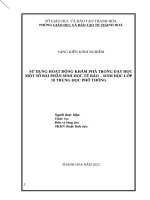 SÁNG KIẾN KINH NGHIỆM  sử dụng hoạt động khám phá trong dạy học một số bài phần sinh học tế bào 