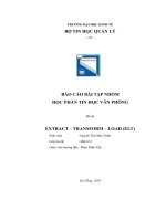 BÁO cáo bài tập NHÓM học PHẦN TIN học văn PHÒNG đề tài EXTRACT – TRANSFORM – LOAD (ELT) 