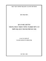 Quan hệ lợi ích trong phát triển nông nghiệp hữu cơ trên địa bàn Thành phố Hà Nội.