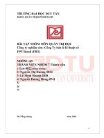 BÀI tập NHÓM môn QUẢN TRỊ học công ty nghiên cứu công ty bán lẻ kĩ thuật số FPT retail (FRT) 