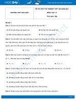 Bộ 5 đề thi thử THPT QG năm 2021 môn Vật Lý có đáp án Trường THPT Dầu Giây
