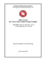 TIỂU LUẬN KỸ NĂNG PHÁT TRIỂN NGHỀ NGHIỆP Tên đề tài Nâng cao nhận thức của trẻ về bình đẳng giới tại Việt Nam