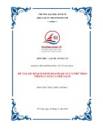 MÔN học  lập dự án đầu tư  đề tài kế HOẠCH KINH DOANH QUÁN cà PHÊ THEO PHONG CÁCH cà PHÊ SÁCH 