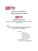 GROUP PRACTICE subject OVERVIEW OF THE HOSPITALITY INDUSTRY PSU – HOS 151 topic ANALYZING OF THE BEVERAGE MARKET IN RESTAURANT BUSINESS 