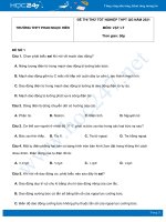 Bộ 5 đề thi thử THPT QG năm 2021 môn Vật Lý có đáp án Trường THPT Phan Ngọc Hiển