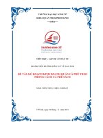 MÔN học  lập dự án đầu tư  đề tài kế HOẠCH KINH DOANH QUÁN cà PHÊ THEO PHONG CÁCH cà PHÊ SÁCH 