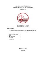 TIỂU LUẬN CHUYÊN đề QUYỀN CON NGƯỜI TRONG GIAI đoạn COVID – 19 