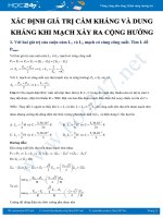 Xác định giá trị cảm kháng và dung kháng khi mạch xảy ra cộng hưởng