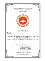 TIỂU LUẬN đề tài SIMON AND SPECK BLOCK CIPHERS FOR THE INTERNET OF THINGS (simon và speck hệ mật mã khối cho internet vạn vật) 