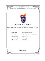 TIỂU LUẬN CUỐI kỳ học PHẦN NHÀ nước PHÁP LUẬT và đại CƯƠNG ý thức pháp luật – liên hệ với ý thức pháp luật của sinh viên hiện nay  