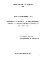 TIỂU LUẬN: KINH TẾ PHÁT TRIỂN ĐỀ TÀI: PHÂN TÍCH CÁC NHÂN TỐ TÁC ĐỘNG ĐẾN TĂNG TRƯỞNG CỦA NỀN KINH TẾ TRUNG QUỐC GIAI ĐOẠN 2005 - 2012