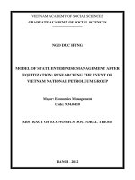 Mô hình quản lý doanh nghiệp nhà nước sau cổ phần hóa: Nghiên cứu trường hợp Tập đoàn Xăng dầu Việt Nam TT Eng