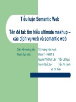 Tiểu luận: Semantic Web.Tên đề tài: tìm hiểu ultimate mashup – các dịch vụ web và semantic web. Giáo viên hướng dẫn: TS. Hoàng Hữu Hạnh
