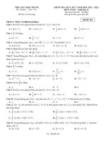 Đề giữa kỳ 2 Toán 12 năm 2021 – 2022 trường THPT Bảo Thắng 3 – Lào Cai