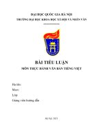 TIỂU LUẬN môn THỰC HÀNH văn bản TIẾNG VIỆT điểm qua tình hình dịch covid 19 ở việt nam thực trạng tình hình dịch bệnh trong nước và trên thế giới 