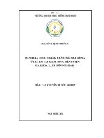 Đánh giá thực trạng chăm sóc sau bỏng ở trẻ em tại khoa bỏng bệnh viện đa khoa xanh pôn năm 2021 