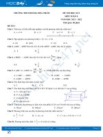 Bộ 5 đề thi HK2 môn Toán 8 năm 2021-2022 có đáp án Trường THCS Hoàng Hoa Thám