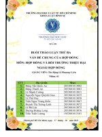 BUỔI THẢO LUẬN THỨ BA vấn đề CHUNG của hợp ĐỒNG môn hợp ĐỒNG và bồi THƯỜNG THIỆT hại NGOÀI hợp ĐỒNG 