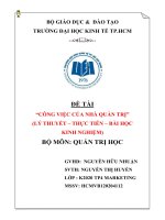 Tiểu luận cuối kì  Công việc của nhà quản trị  môn quản trị học