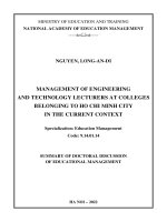 Quản lý đội ngũ giảng viên khối ngành Công nghệ kỹ thuật tại các trường cao đẳng trên địa bàn Thành phố Hồ Chí Minh trong bối cảnh hiện nay. ttta