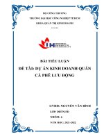 TIỂU LUẬN đề tài dự án KINH DOANH QUÁN cà PHÊ lưu ĐỘNG 