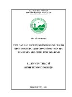 (Luận văn thạc sĩ) Tiếp cận các dịch vụ ngân hàng số của hộ kinh doanh du lịch cộng đồng trên địa bàn huyện Mai Châu, tỉnh Hòa Bình