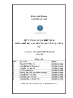 BUỔI THẢO LUẬN THỨ năm môn NHỮNG vấn đề CHUNG về LUẬT dân sự 