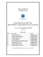 BUỔI THẢO LUẬN THỨ năm môn NHỮNG vấn đề CHUNG về LUẬT dân sự 