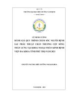 Đánh giá quy trình chăm sóc người bệnh sau phẫu thuật chấn thương cột sống thắt lưng tại khoa ngoại thần kinh bệnh viện đa khoa tỉnh phú thọ năm 2021 