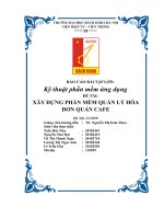 BÁO cáo bài tập lớn kỹ thuật phần mềm ứng dụng đề tài xây DỰNG PHẦN mềm QUẢN lý hóa đơn QUÁN CAFE 