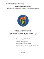 TIỂU LUẬN CUỐI KÌ HỌC PHẦN TUYỂN DỤNG NHÂN LỰC