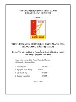 TIỂU LUẬN môn ĐƯỜNG lối CÁCH MẠNG của ĐẢNG CỘNG sản VIỆT NAM đề tài vai trò của lãnh tụ nguyễn ái quốc đối với sự ra đời của đảng cộng sản việt nam  