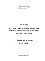 Tiếp cận các dịch vụ ngân hàng số của hộ kinh doanh du lịch cộng đồng trên địa bàn huyện mai châu, tỉnh hòa bình 
