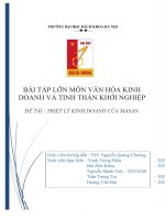 BÀI tập lớn môn văn hóa KINH DOANH và TINH THẦN KHỞI NGHIỆP đề tài  TRIẾT lý KINH DOANH của MASAN 