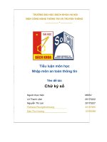 Tiểu luận môn học nhập môn an toàn thông tin tên đề tài chữ ký số 