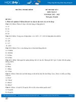 Bộ 5 đề thi HK2 môn Toán 5 năm 2021-2022 có đáp án Trường TH Hoà Bình