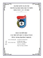 BÁO cáo môn học cấu TRÚC dữ LIỆU và THUẬT TOÁN đề tài  sorting algorithm complexity 