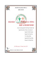 BÀI báo cáo bài 4 TỔNG hợp ACID BENZOIC 