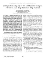 Đánh giá hiệu năng một số mô hình học máy thống kê với vấn đề nhận dạng thanh điệu tiếng Việt nói