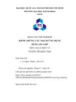 báo cáo thí nghiệm kiểm chứng các mạch ứng dụng dùng op amp môn mạch điện tử 