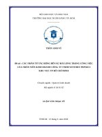 CÁC NHÂN TỐ TÁC ĐỘNG ĐẾN SỰ HÀI LÒNG TRONG CÔNG VIỆC  CỦA NHÂN VIÊN KINH DOANH CÔNG TY TNHH SUNTORY PEPSICO  KHU VỰC TP HỒ CHÍ MINH