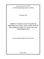 Nghiên cứu định giá đất ở tại đô thị theo tiếp cận vị thế chất lượng, áp dụng thử nghiệm tại khu vực quận cầu giấy, thành phố hà nội