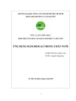 TIỂU LUẬN MÔN HỌC:  SINH THÁI ỨNG DỤNG ĐA  DẠNG SINH HỌC VÀ BẢO TỒN ỨNG DỤNG HẦM BIOGAS TRONG CHĂN NUÔI