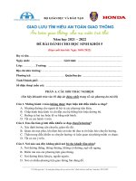 Đề Giao lưu tìm hiểu an toàn giao thông cho học sinh lớp 5 năm học 2021-2022