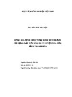 ĐÁNH GIÁ TÌNH HÌNH THỰC HIỆN QUY HOẠCH  SỬ DỤNG ĐẤT ĐẾN NĂM 2020 HUYỆN NGA SƠN, TỈNH THANH HÓA