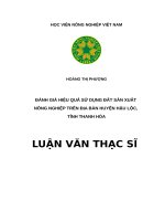 ĐÁNH GIÁ HIỆU QUẢ SỬ DỤNG ĐẤT SẢN XUẤT NÔNG NGHIỆP TRÊN ĐỊA BÀN HUYỆN HẬU LỘC,  TỈNH THANH HÓA