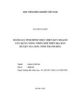 ĐÁNH GIÁ TÌNH HÌNH THỰC HIỆN QUY HOẠCH XÂY DỰNG NÔNG THÔN MỚI TRÊN ĐỊA BÀN HUYỆN NGA SƠN, TỈNH THANH HÓA