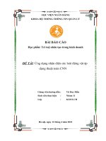 bài báo cáo học phần trí tuệ nhân tạo trong kinh doanh đề tài ứng dụng nhận diện các loài động vật áp dụng thuật toán cnn 