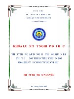 Thực trạng áp dụng hệ thống quản lý chất lượng theo tiêu chuẩn iso 90012015 tại công ty scavi huế 